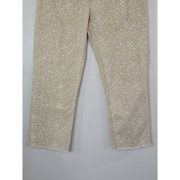 American Eagle AE Jeans 90s Straight  Womens Size 8 Yellow Floral Raw Hem Ankle - Picture 4 of 11